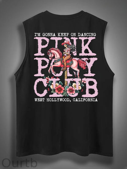 I'm Gonna Keep On Dacing Print Cotton Sleeveless Tank Tops