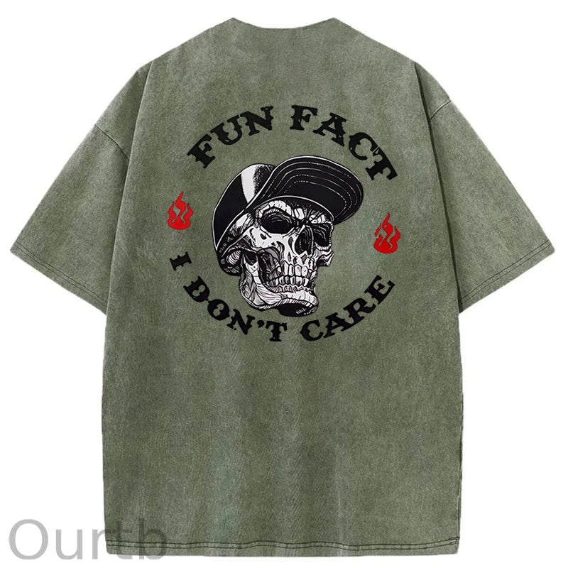 Fun Fact I Don't Care Washed Cotton T-Shirt