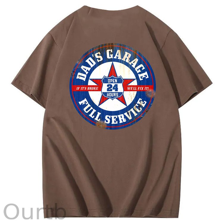 Dad's Garage Full Service If It's Broke We'll Fix It Printed Men's T-shirt