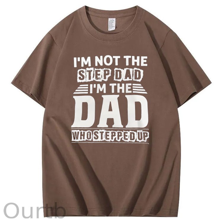 Not Step Dad Pattern Print Crew Neck T-Shirt