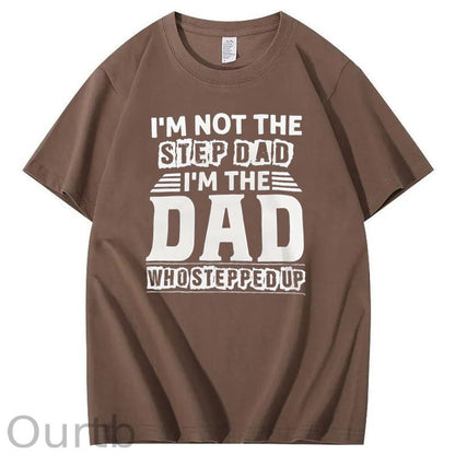 Not Step Dad Pattern Print Crew Neck T-Shirt