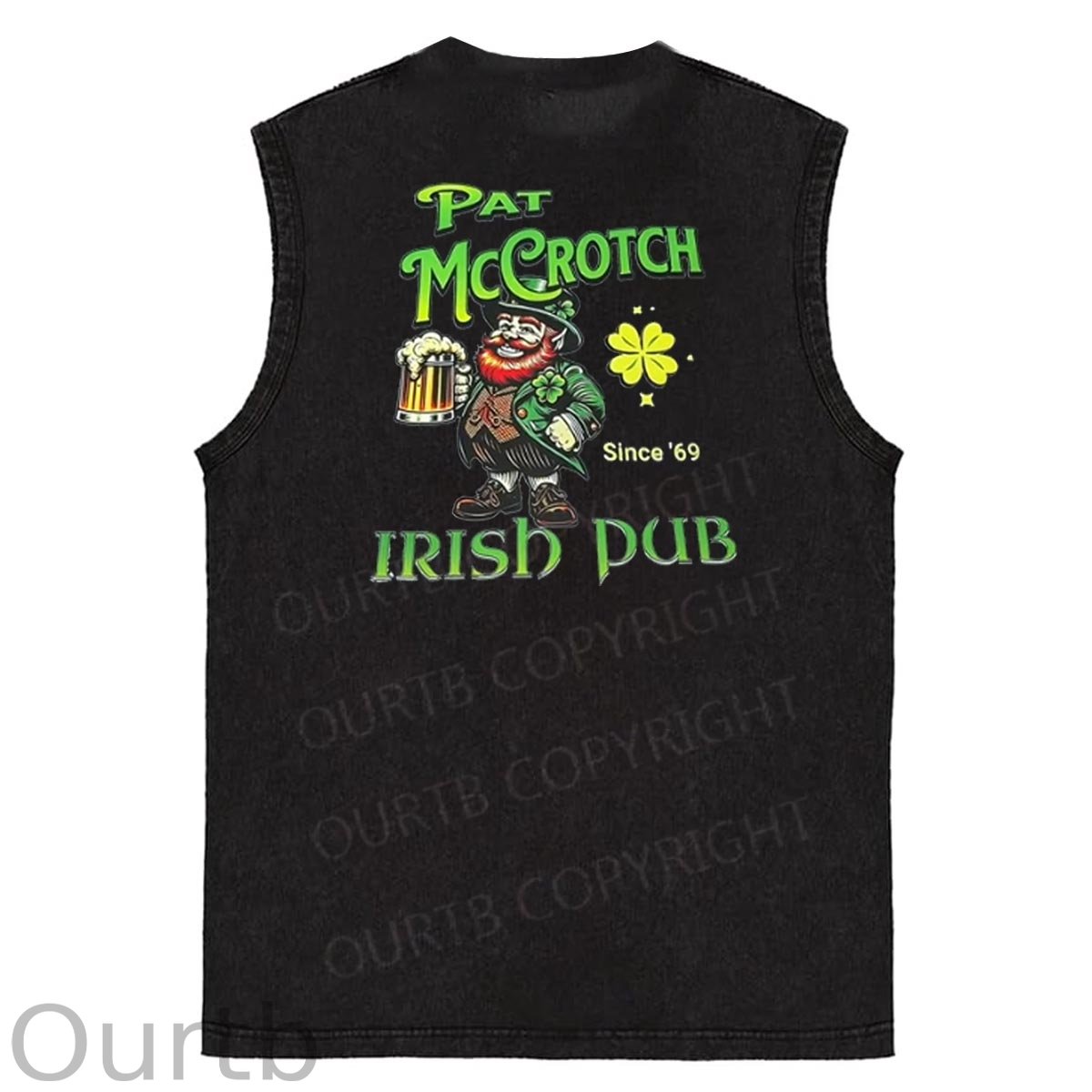 St Patrick'S Day Pat Pattern Print Sleeveless Cotton Washed Printed Loose Vest