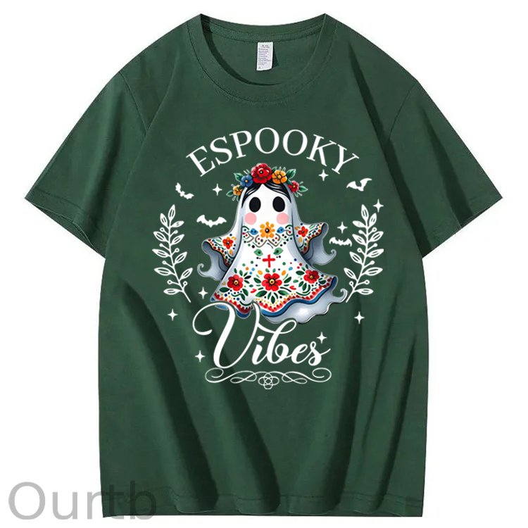 Halloween Espooky Vibes Mexican Boo Ghost 100% Cotton T-Shirt