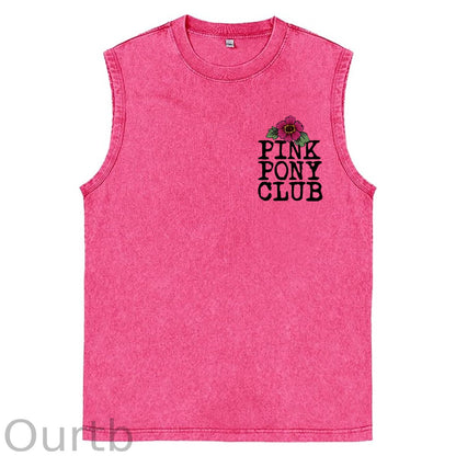 I'm Gonna Keep On Dacing Print Washed Cotton Sleeveless Tank Tops
