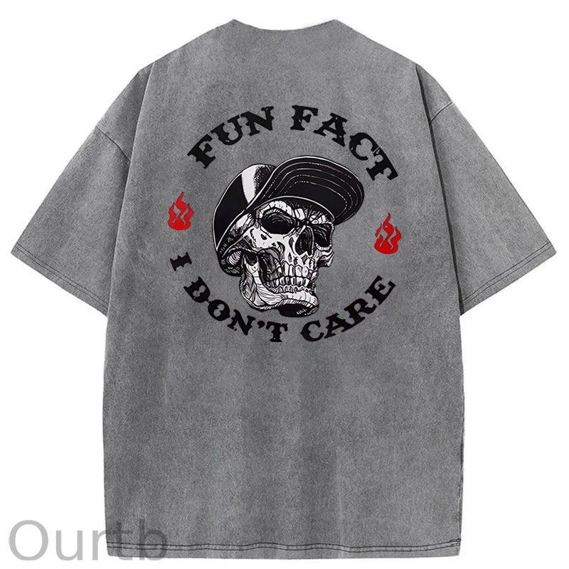 Fun Fact I Don't Care Washed Cotton T-Shirt