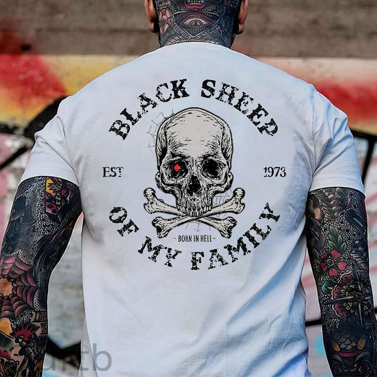 BALCK SHEEP OF MY FAMILY Skull Black Print T-shirt