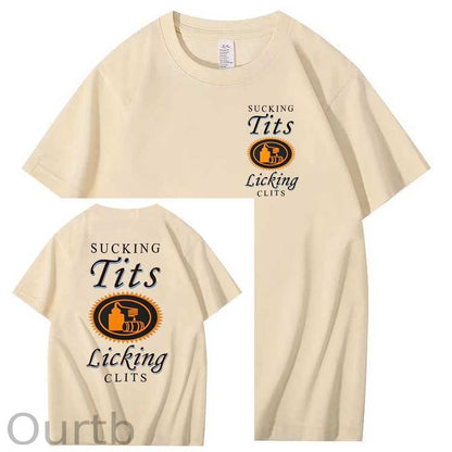 Sucking Tits Licking Clits  Pattern  Print 100%Cotton T-Shirt