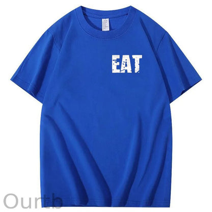 Eat Healthy Pattern  Print 100%Cotton T-Shirt