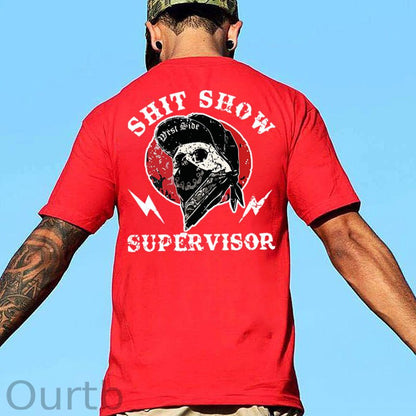 SHIT SHOW SUPERVISOR Skull White Print T-Shirt