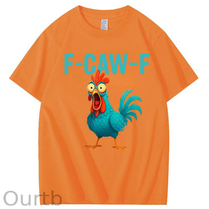 Funny Rooster Chicken F-Caw-F Chicken 100% Cotton T-Shirt