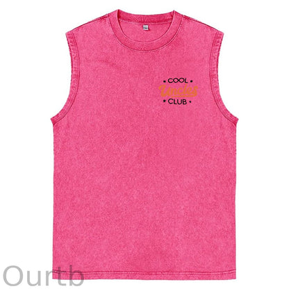 Cool Uncles Club Pattern Sleeveless Cotton Washed Printed Loose Vest
