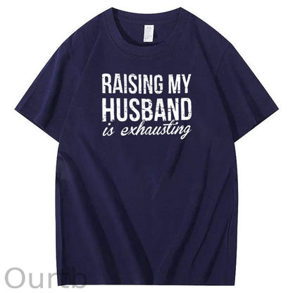 Raising My Husband Is Exhausting Pint Pattern Crew Neck T-Shirt