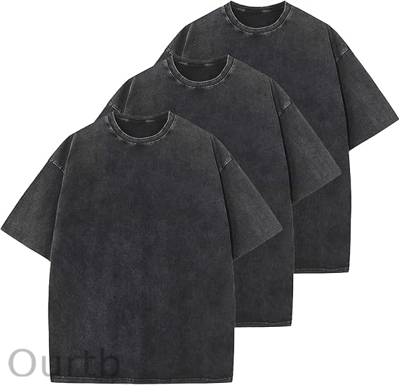 Men's Cotton T-Shirts Oversized Unisex Short Sleeves Casual Loose Wash Solid Basic Tee Tops