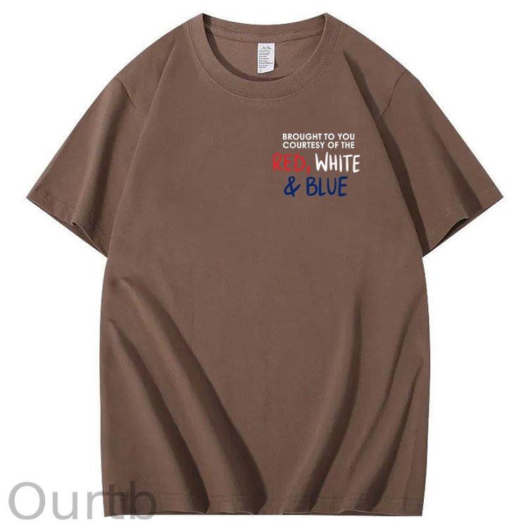 Red White And Blue  Pattern Print 100%Cotton T-Shirt