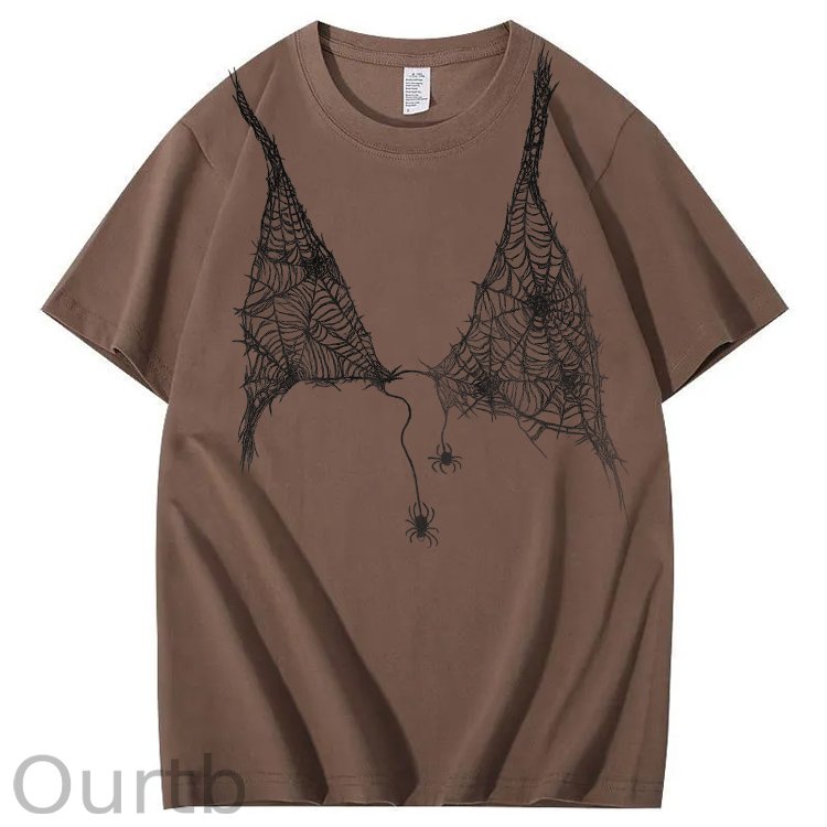Halloween Fun Spider Web Bra Pattern Pattern  Print 100%Cotton T-Shirt