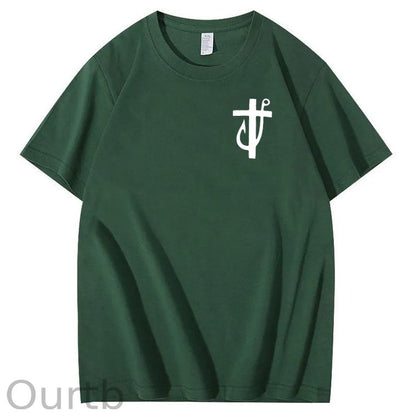 Jesus Made Me A Fisherman Pattern Print 100%Cotton T-Shirt