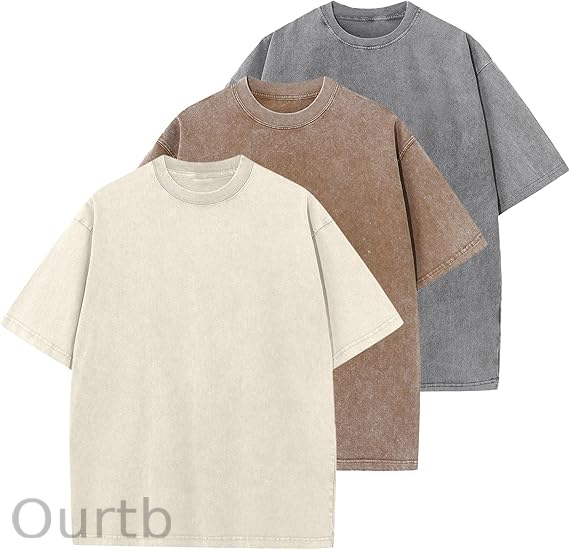 Men's Cotton T-Shirts Oversized Unisex Short Sleeves Casual Loose Wash Solid Basic Tee Tops