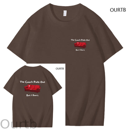 The Couch Pulls Out But I Don't Funny Adult Art Pattern Print T-Shirt