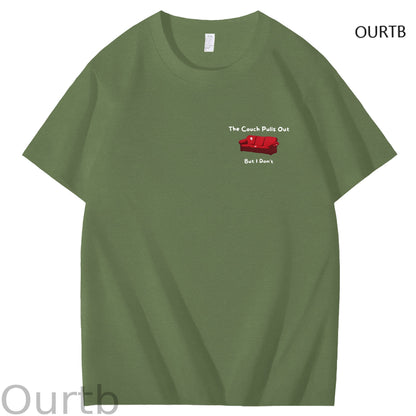 The Couch Pulls Out But I Don't Funny Adult Art Pattern Print T-Shirt