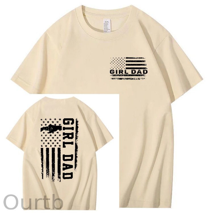 Girl Dad Pattern Print 100%Cotton T-Shirt