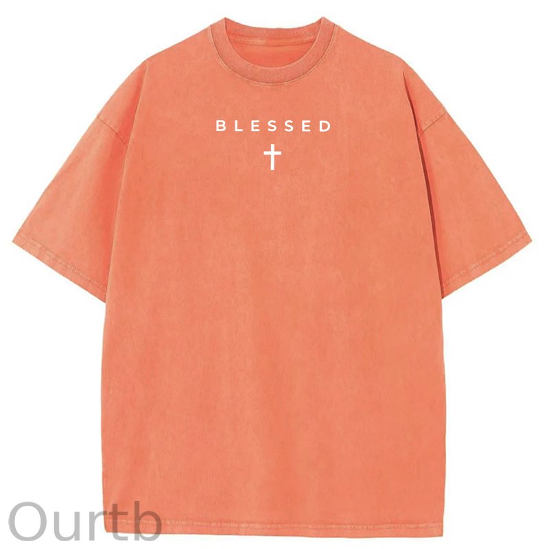 Men's Cross & Letter Print Round Neck Tee, Casual Street Short Sleeve T-shirt for Summer, Men's Top for Daily Wear