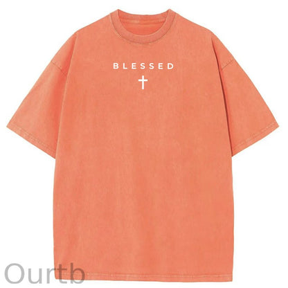 Men's Cross & Letter Print Round Neck Tee, Casual Street Short Sleeve T-shirt for Summer, Men's Top for Daily Wear
