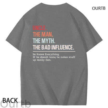 Uncle The Man The Myth The Bad Influence Cool Uncle Club Art Pattern Print T-Shirt