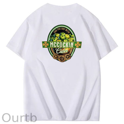 Mccuckin Cider Print Pattern Crew Neck T-Shirt