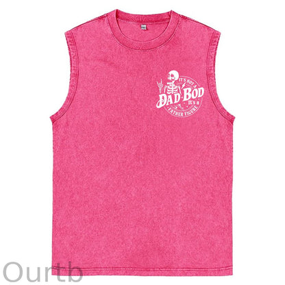 It's Not A Dad Bod It's A Father Figure Print Washed Cotton Sleeveless Tank Tops