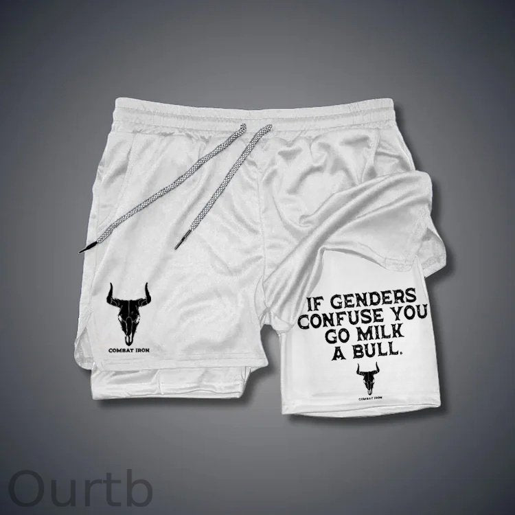 If Genders Confuse You Go Milk A Bull Print Shorts Pants