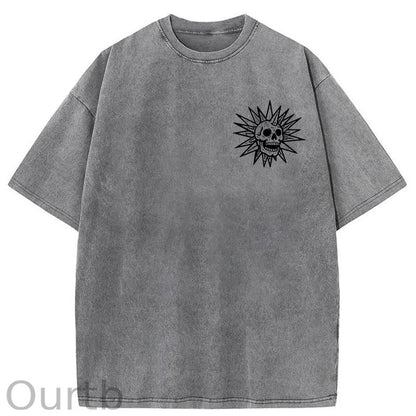 Spooky Island Cartoon Halloween Washed Cotton T-Shirt