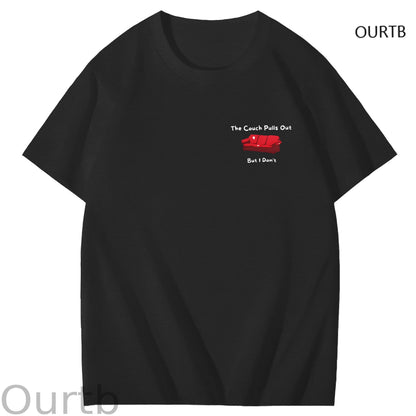 The Couch Pulls Out But I Don't Funny Adult Art Pattern Print T-Shirt