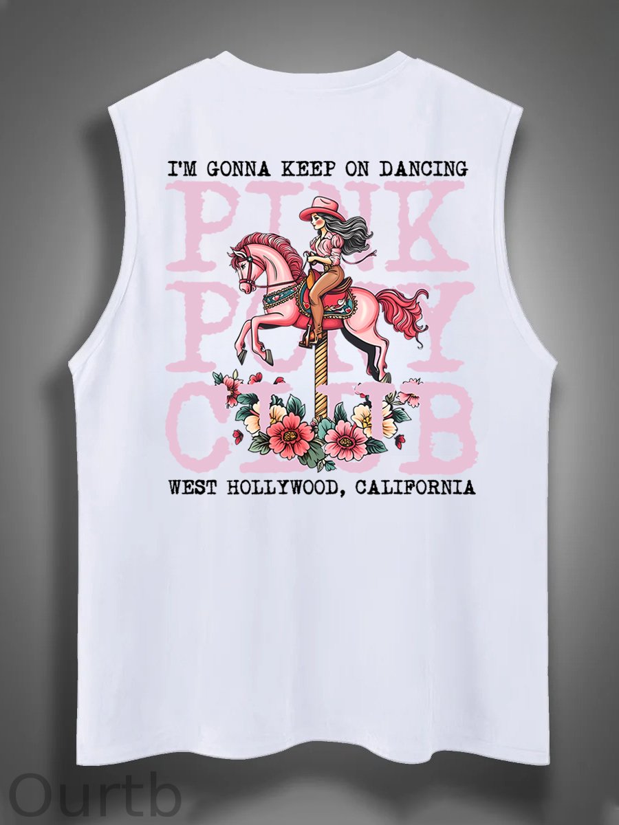 I'm Gonna Keep On Dacing Print Cotton Sleeveless Tank Tops