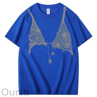 Halloween Fun Spider Web Bra Pattern Pattern  Print 100%Cotton T-Shirt