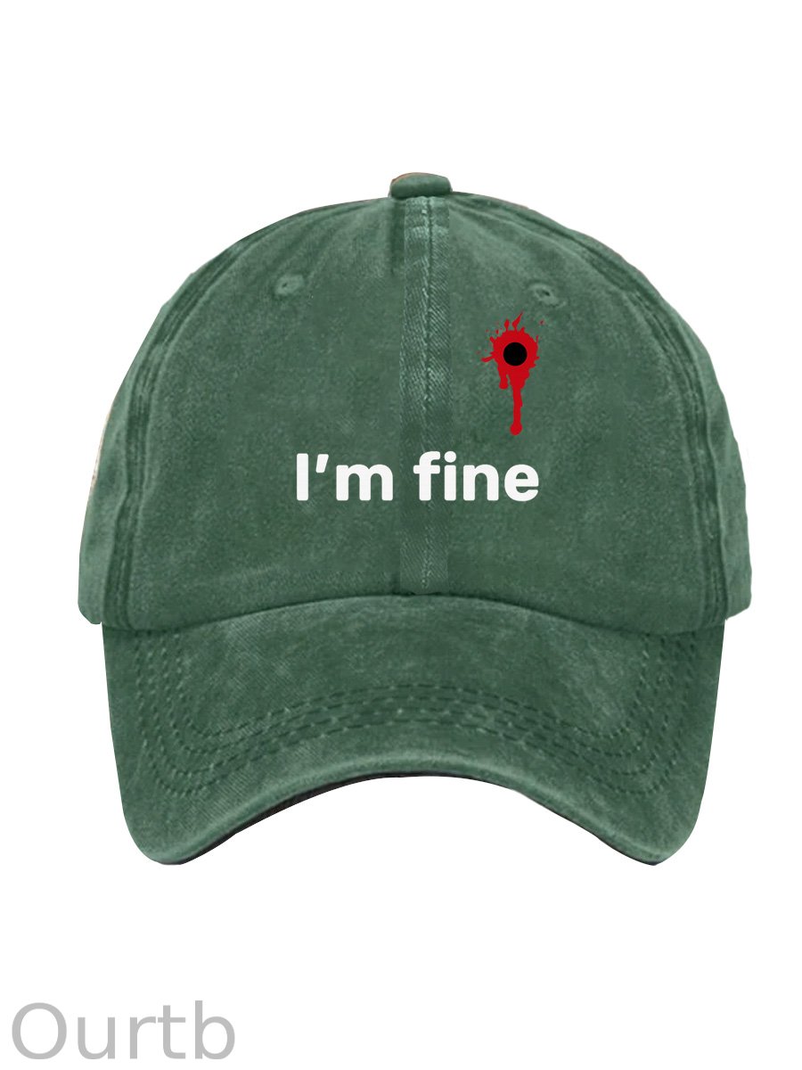 I'm Fine Pattern Washed And Distressed Hats