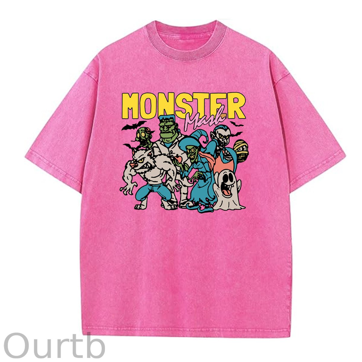 Monster  Washed And Distressed Pattern Crew Neck T-Shirt