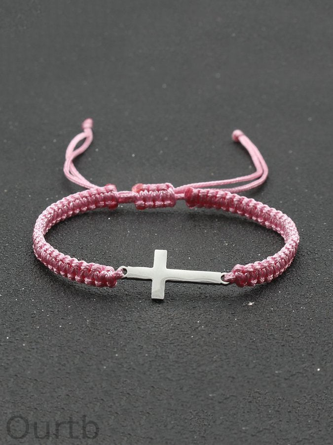 Simple Stainless Steel Cross Braided Bracelet