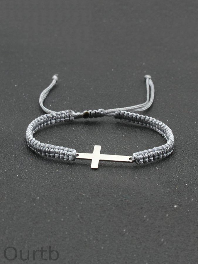 Simple Stainless Steel Cross Braided Bracelet