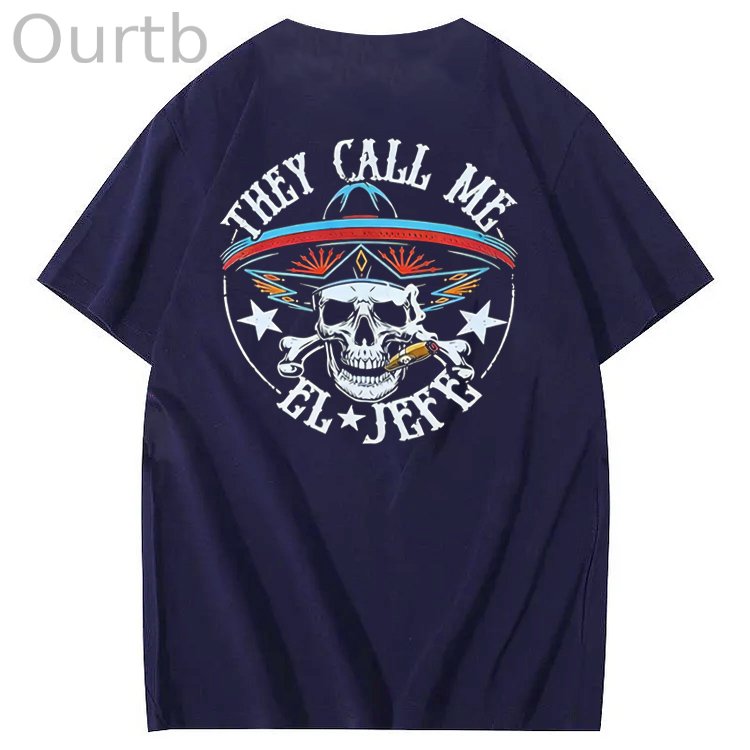They Call Me El Jefe Pattern 100&Cotton Print T-Shirt