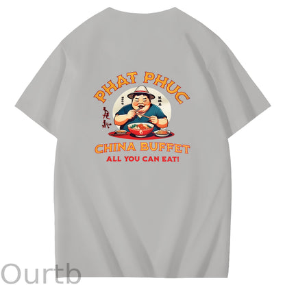 Phat Phuc China Buffet Art Pattern Print T-Shirt