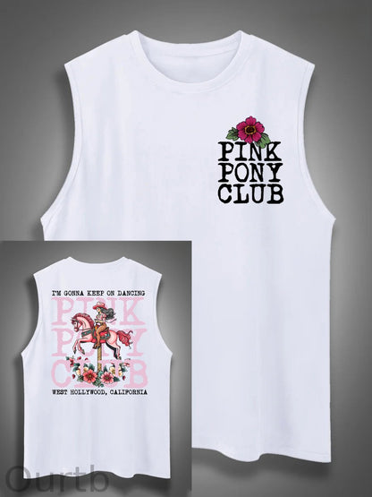 I'm Gonna Keep On Dacing Print Cotton Sleeveless Tank Tops