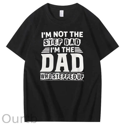 Not Step Dad Pattern Print Crew Neck T-Shirt