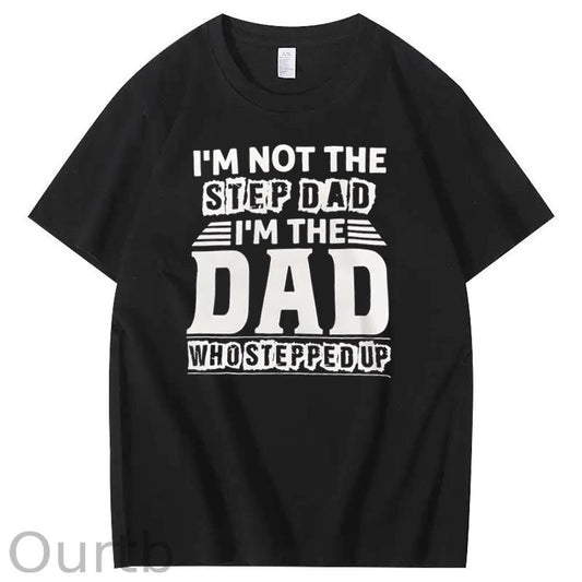 Not Step Dad Pattern Print Crew Neck T-Shirt