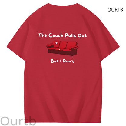 The Couch Pulls Out But I Don't Funny Adult Art Pattern Print T-Shirt