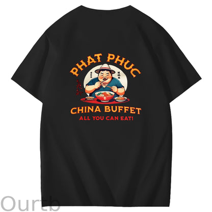 Phat Phuc China Buffet Art Pattern Print T-Shirt