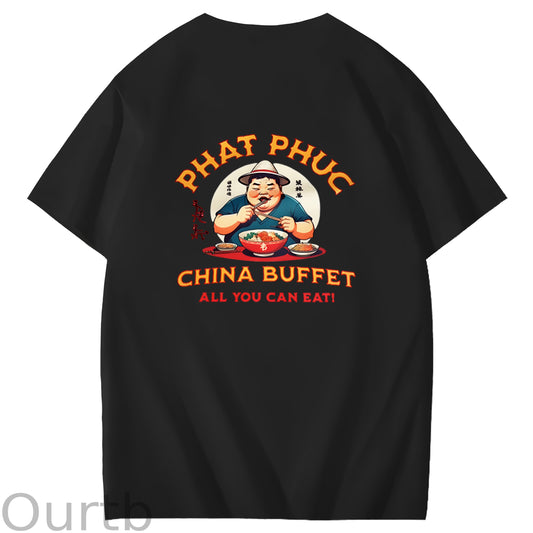 Phat Phuc China Buffet Art Pattern Print T-Shirt