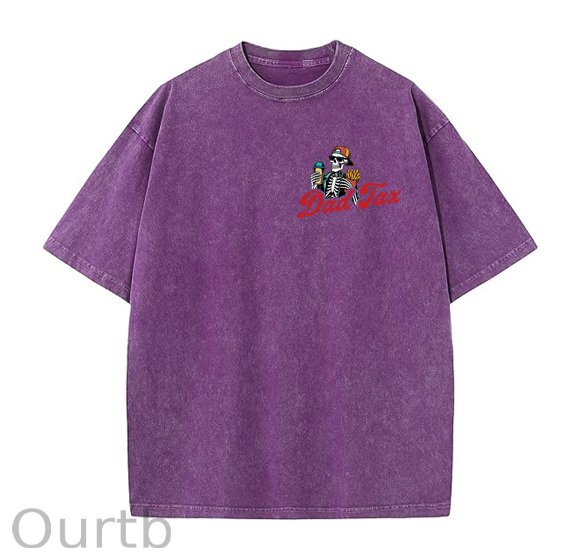 Dad Tax Washed And Distressed Pattern Crew Neck T-Shirt