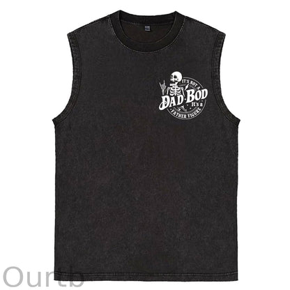 It's Not A Dad Bod It's A Father Figure Print Washed Cotton Sleeveless Tank Tops