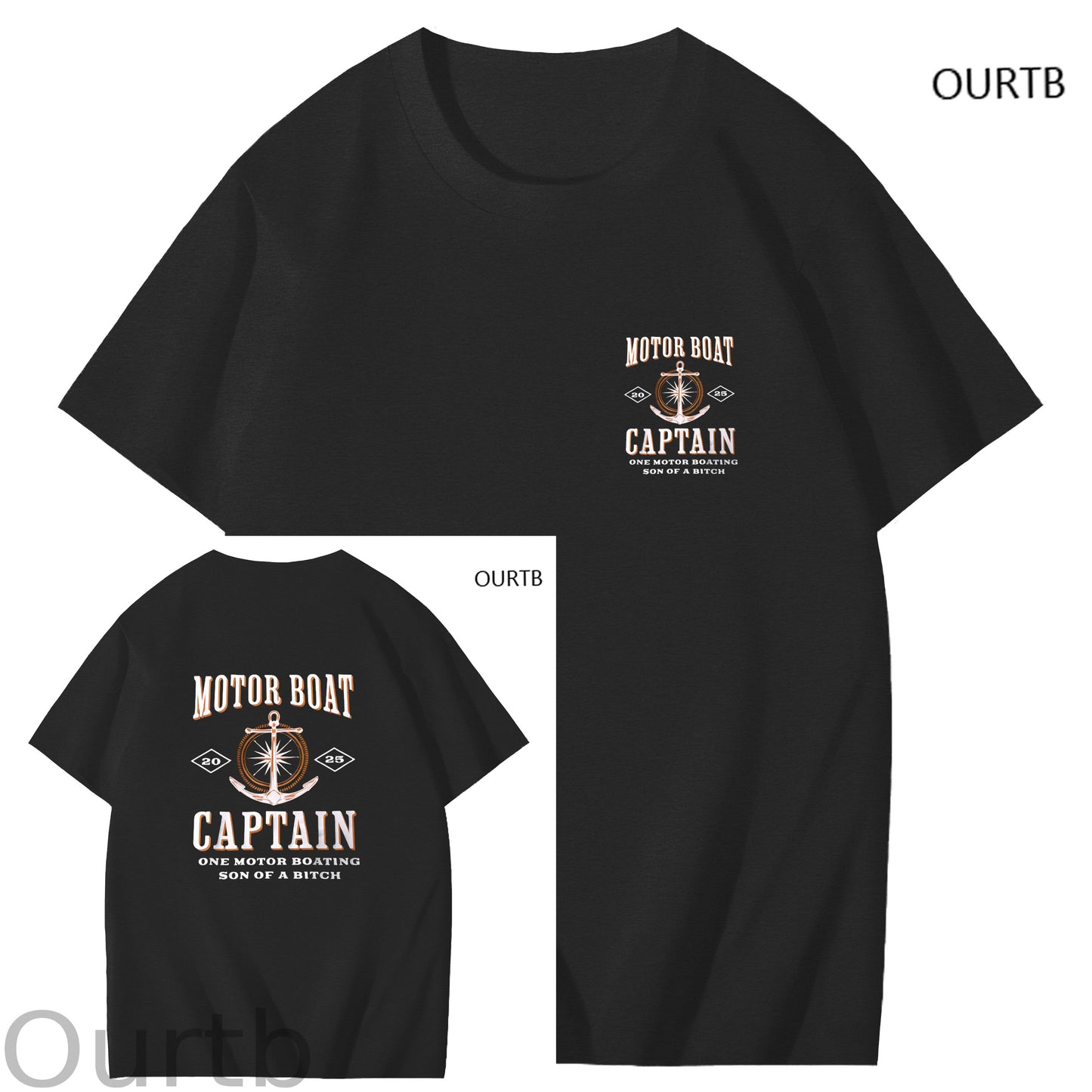 Moter Boat Captain One Motor Boating Son Of A Funny Art Pattern Print T-Shirt