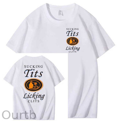 Sucking Tits Licking Clits  Pattern  Print 100%Cotton T-Shirt